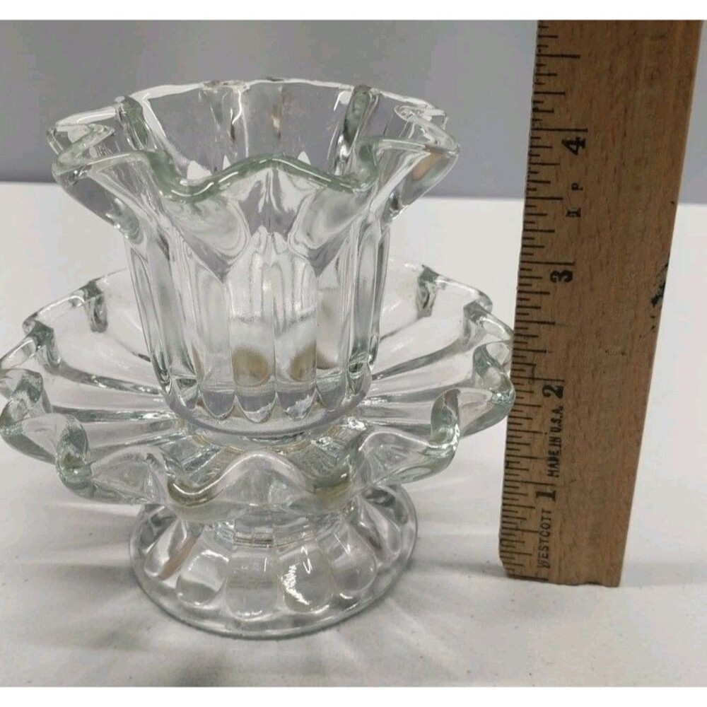 PartyLite 2 Pc Glass Candle Holder Set Pillar Taper Votive Tealight - Picture 10 of 10